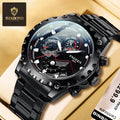 Men's Waterproof Sports Fashion Stainless Steel Watch (Popular with Online Influencers)Black Steel - Black Face