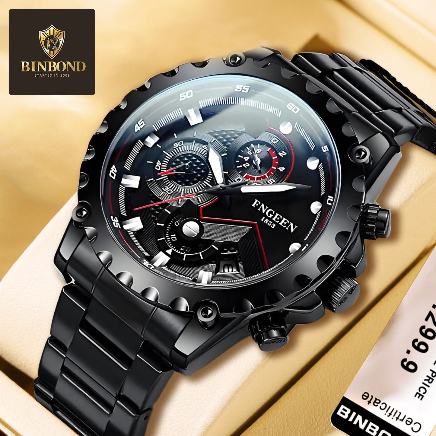 Men's Waterproof Sports Fashion Stainless Steel Watch (Popular with Online Influencers)Black Steel - Black Face